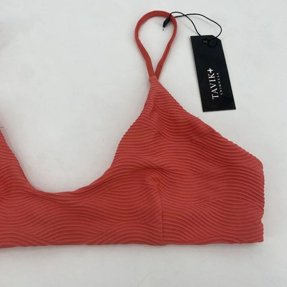 Tavik Size M Nahla Bralette Textured Camillia Solid Bikini Top Swimwear NWT